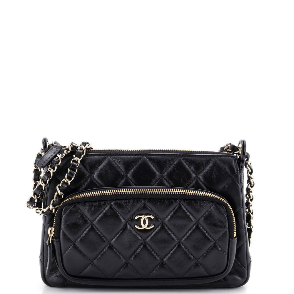 Chanel Large CC Front Pocket Zip Clutch with Chain